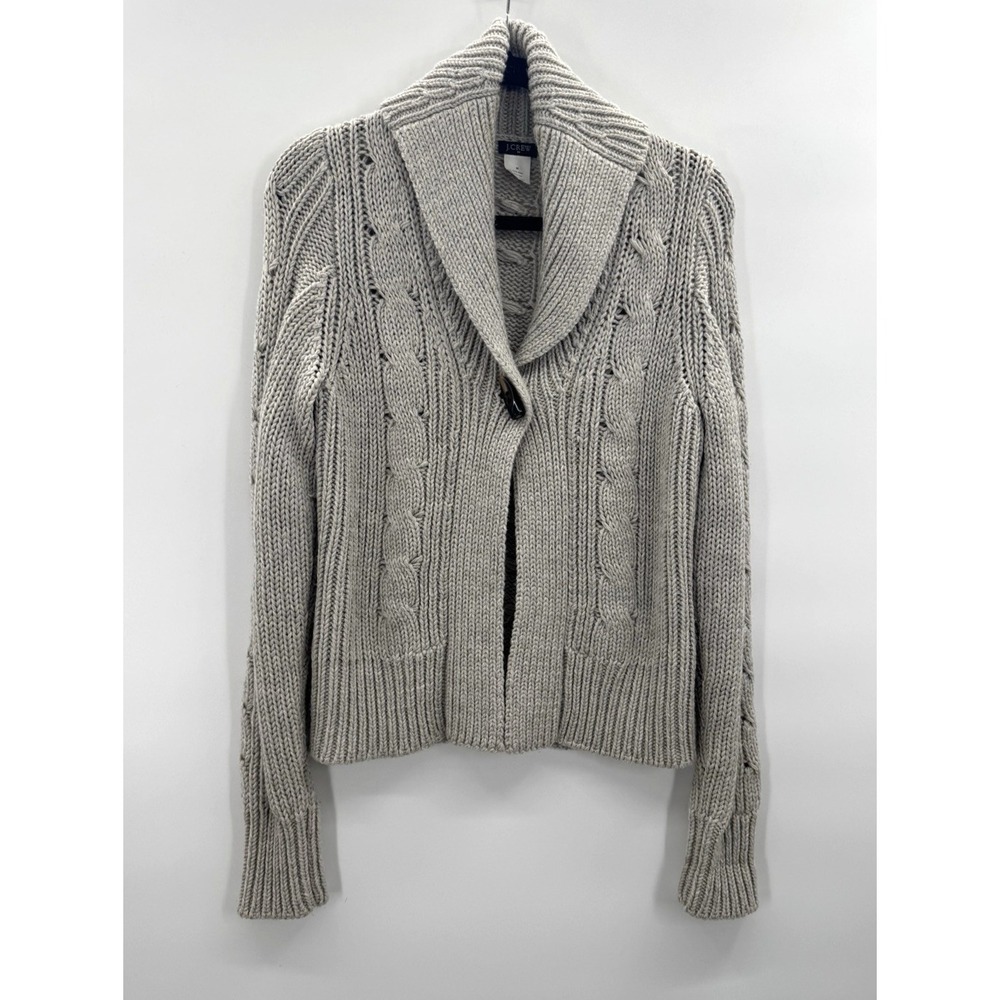 VTG Y2K 90s Cardigan J Crew Medium Wool Horn Toggle Cable Knit Fisherman Preppy